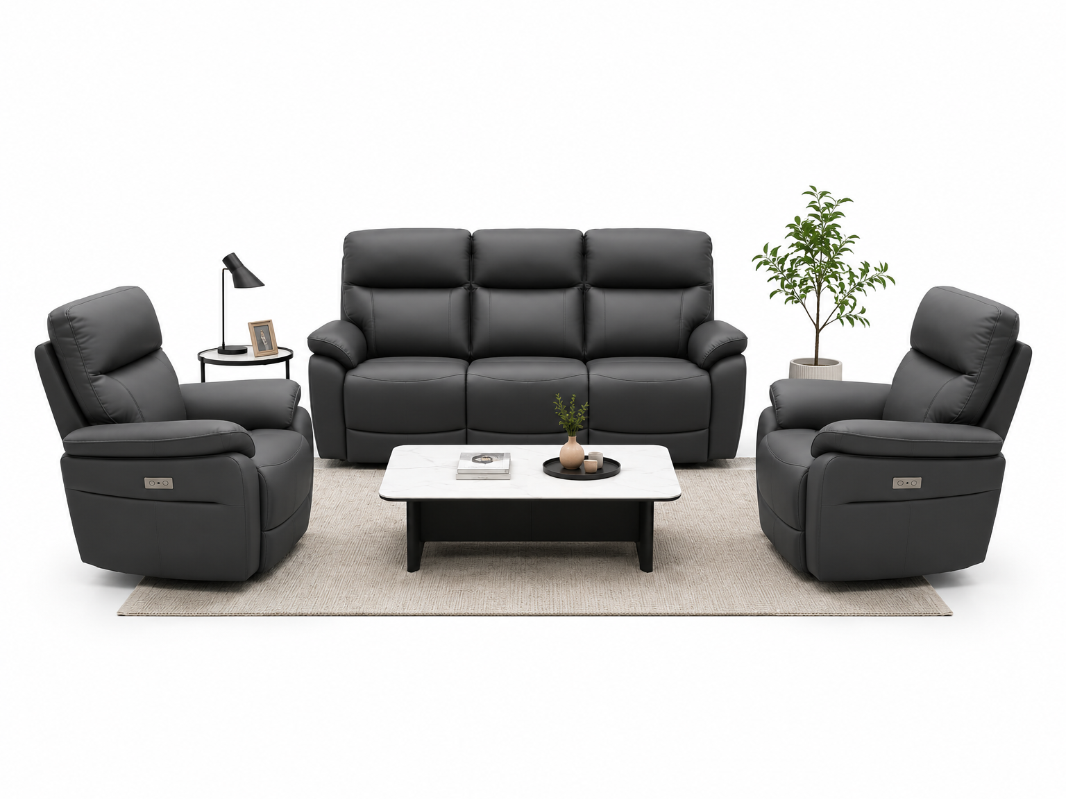 BAXTER LEATHER SINGLE ELECTRIC RECLINER-BLACK