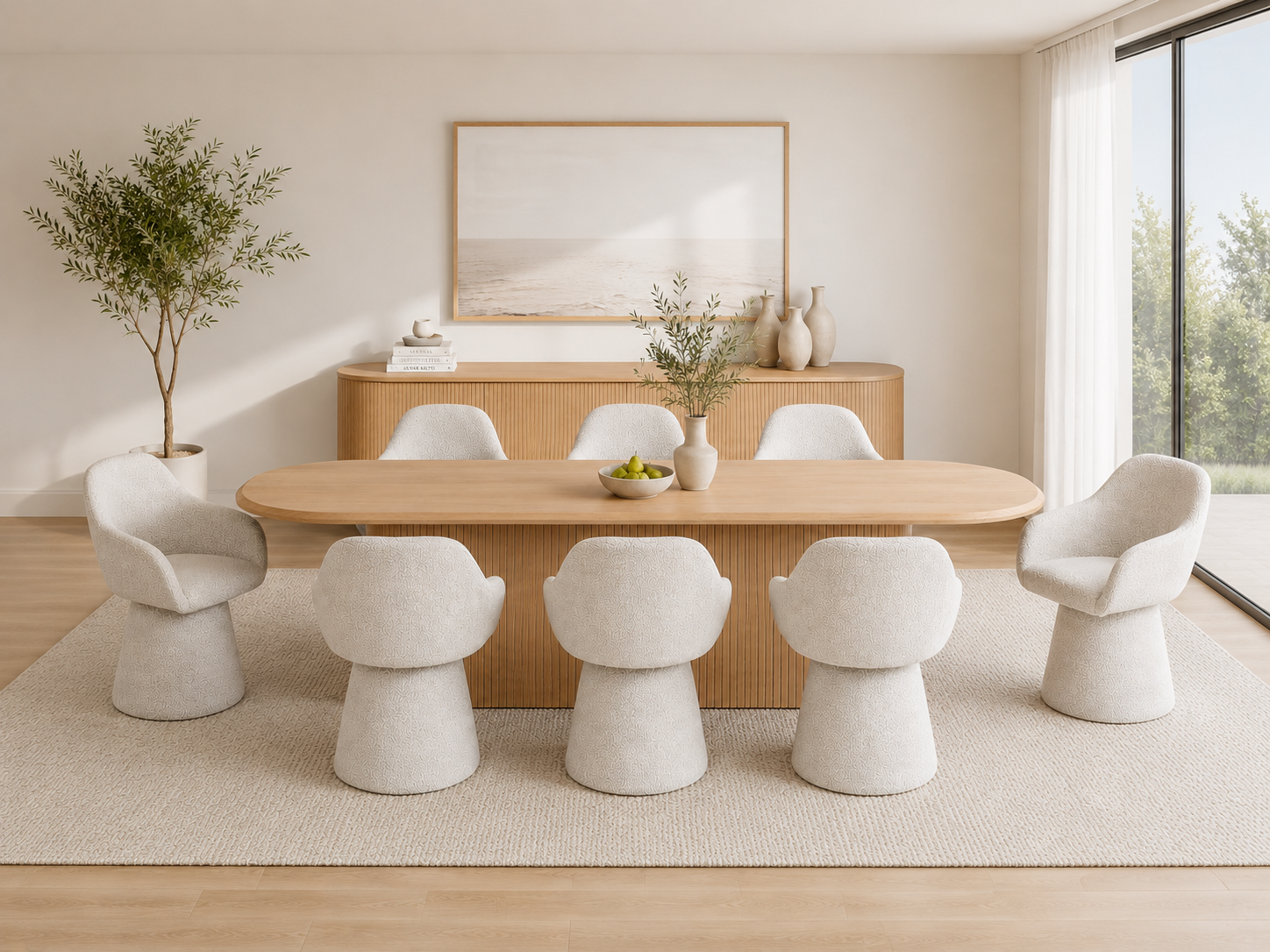 Bellano 220cm Natural Timber Dining Table