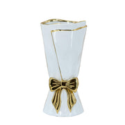 White And Gold Bow Flower Vase