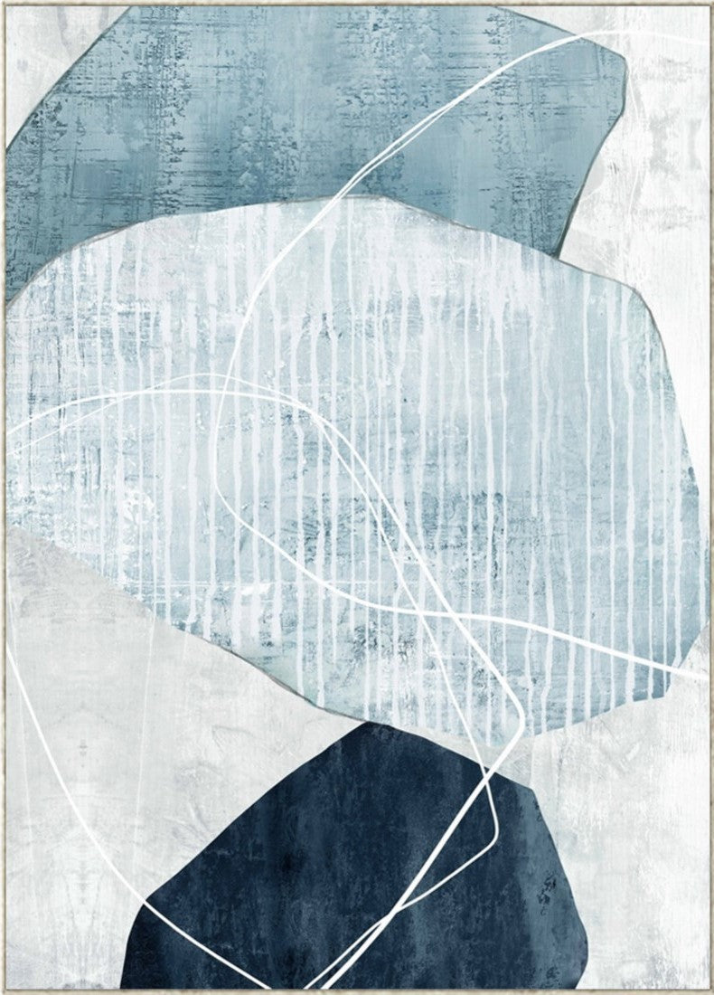 100x140CM Abstract Rock Blue Framed