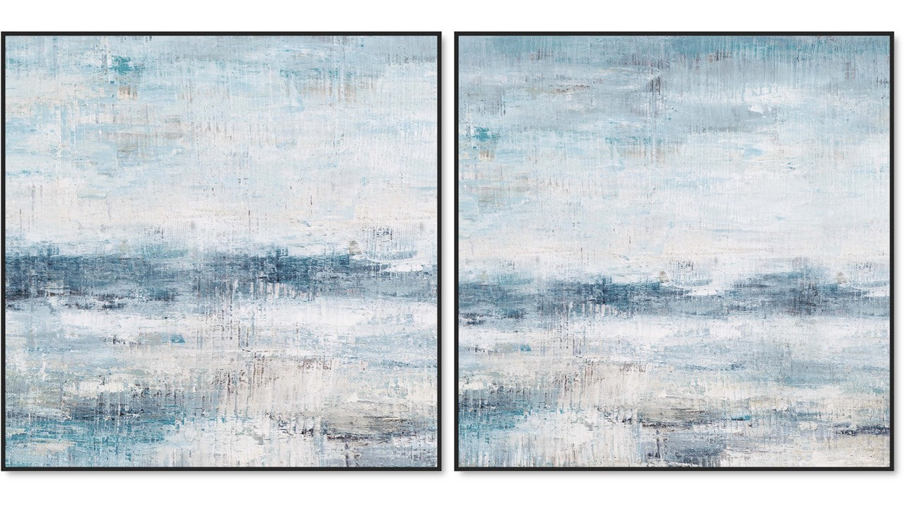 Set of 2 84cm Canvas Form Winter Shore