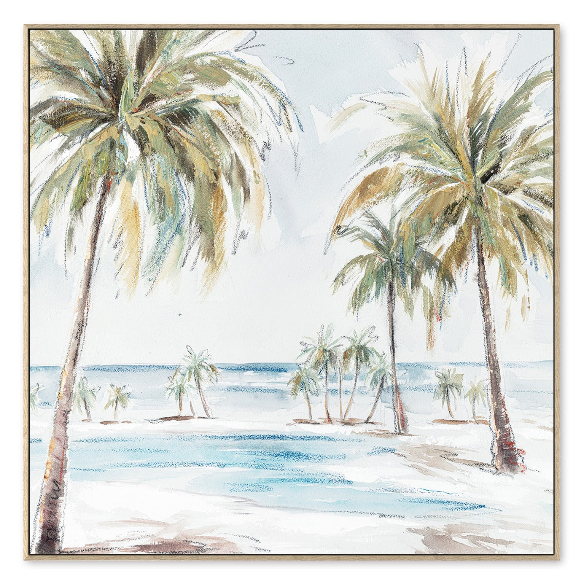 102x102CM Framed Canvas Beach monring