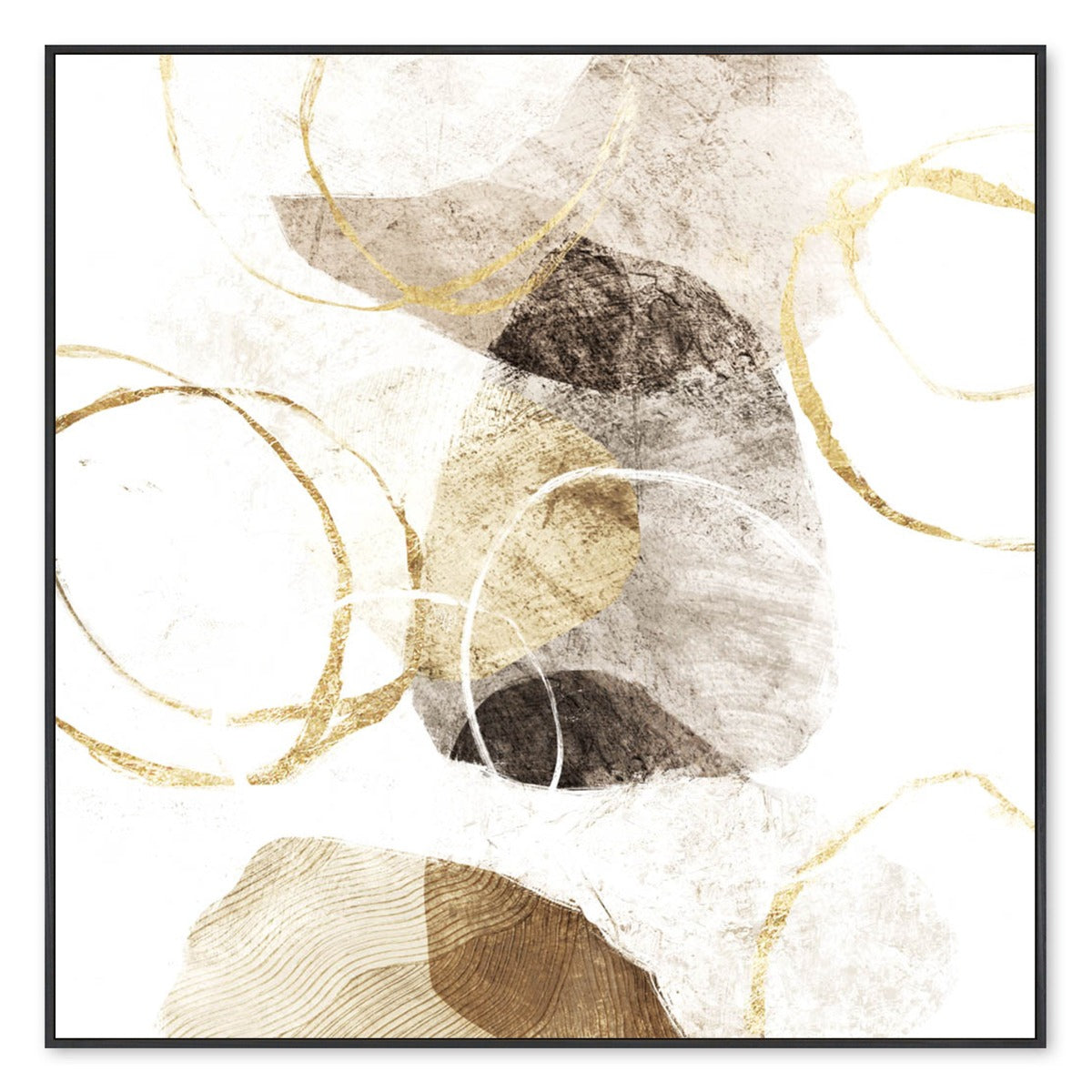 102x102CM Framed Canvas Abstract Gold