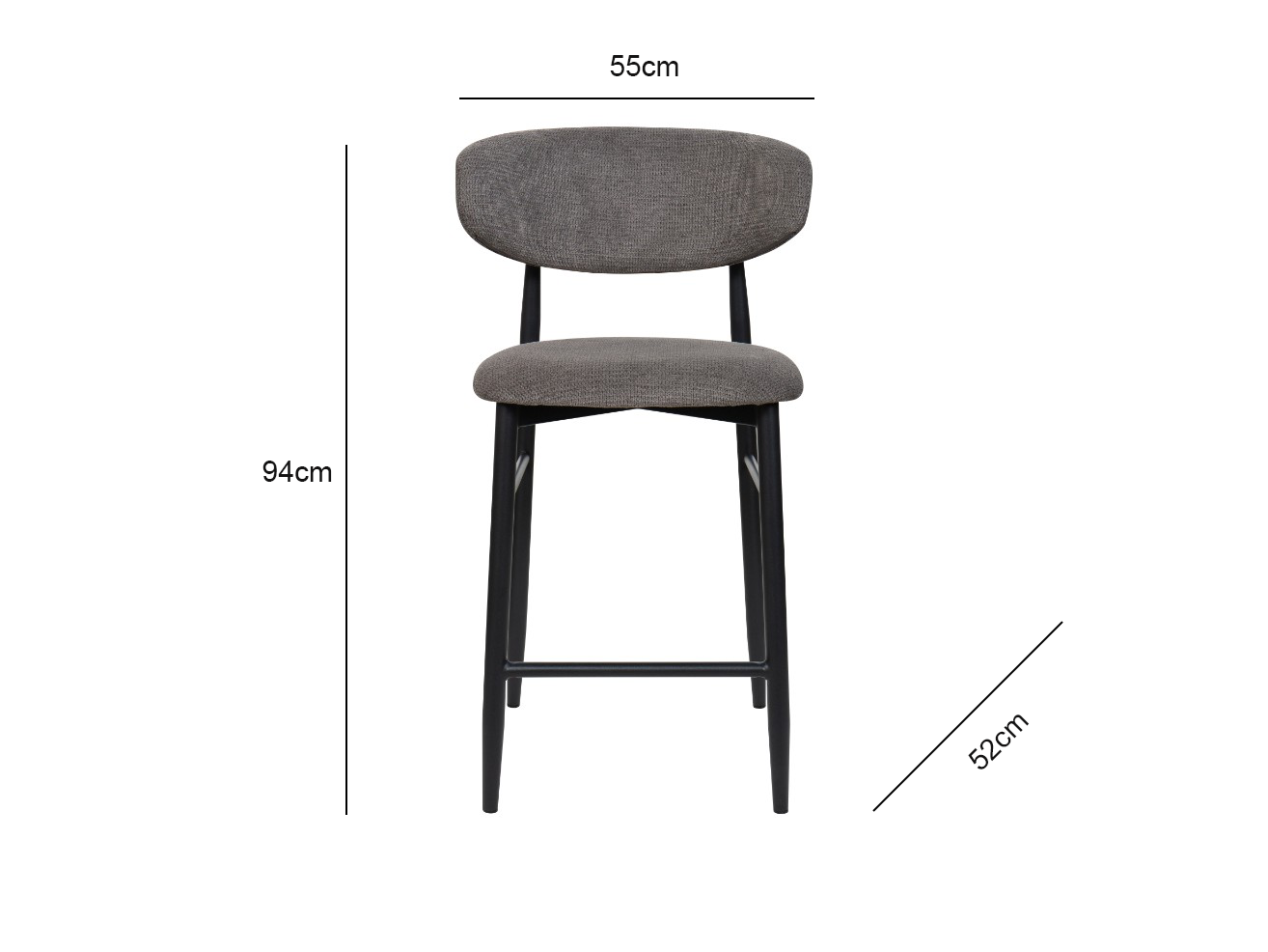 DALTON Bar Stool - Black & Dark Grey