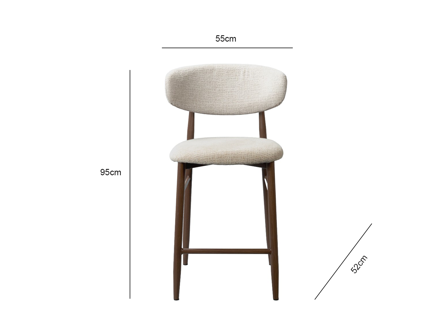 DALTON Bar Stool - Walnut & Beige