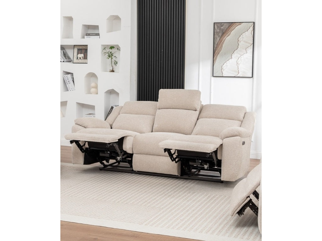 ELLISON 3 Seater Fabric Electric Recliner Lounge