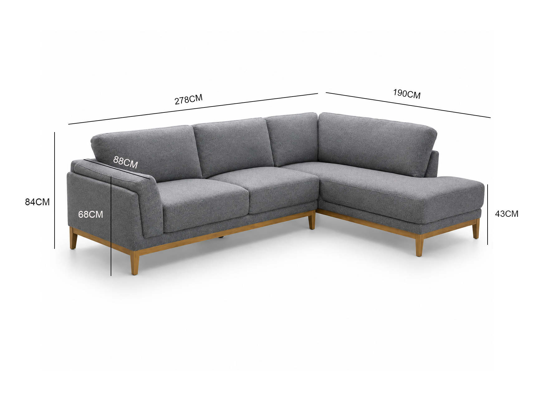 FREYA Fabric Corner Lounge RHF Chaise