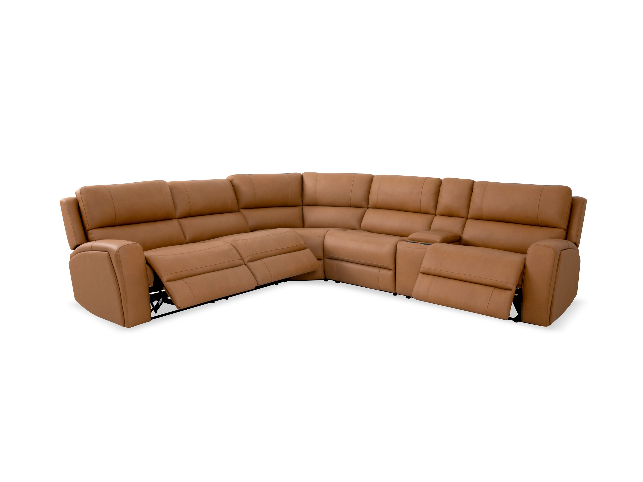 Glenmore Leather Corner Lounge with 3 Electric Recliner