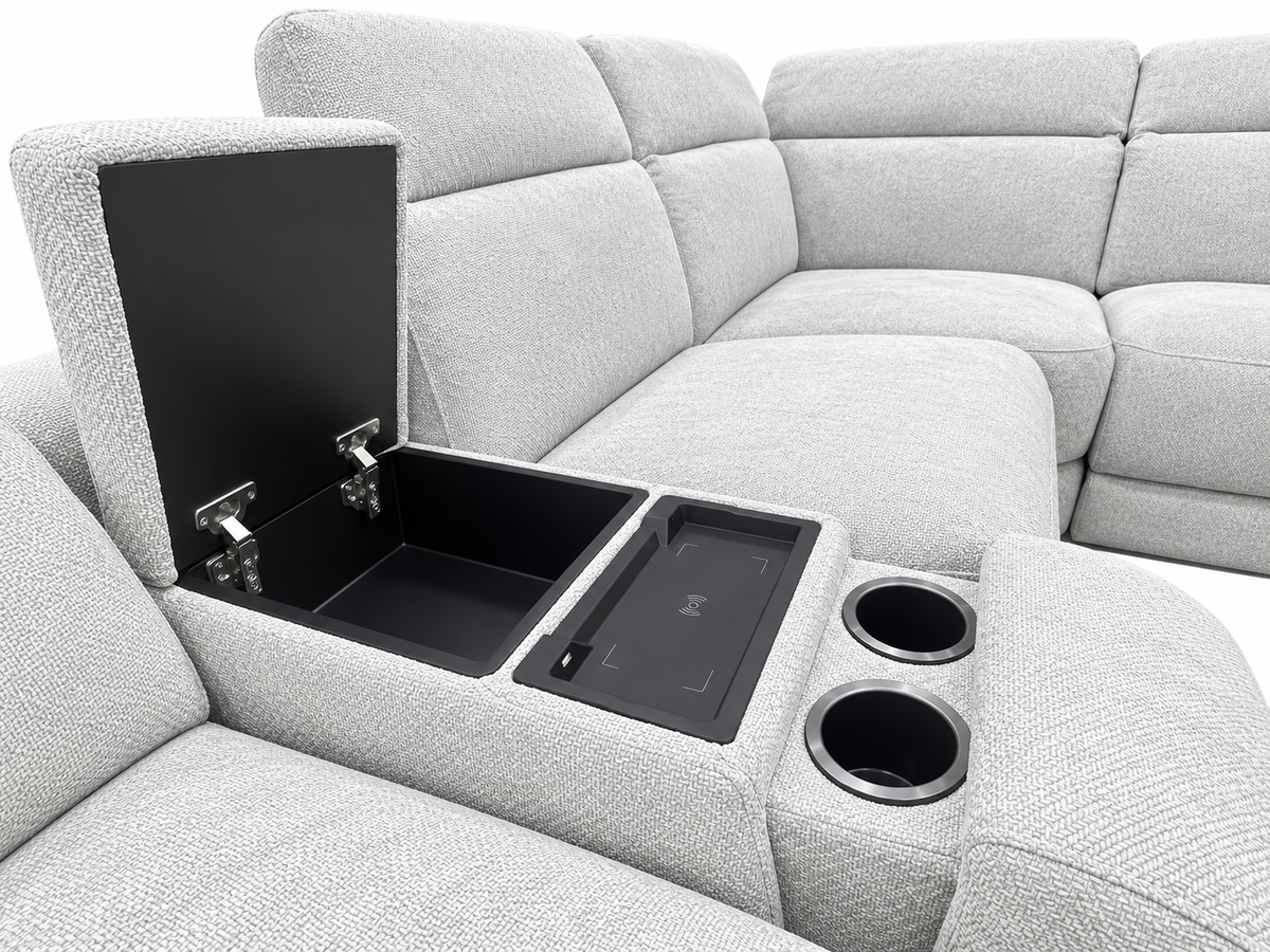 KINGSLEY Fabric Electric Recliner Corner Sofa