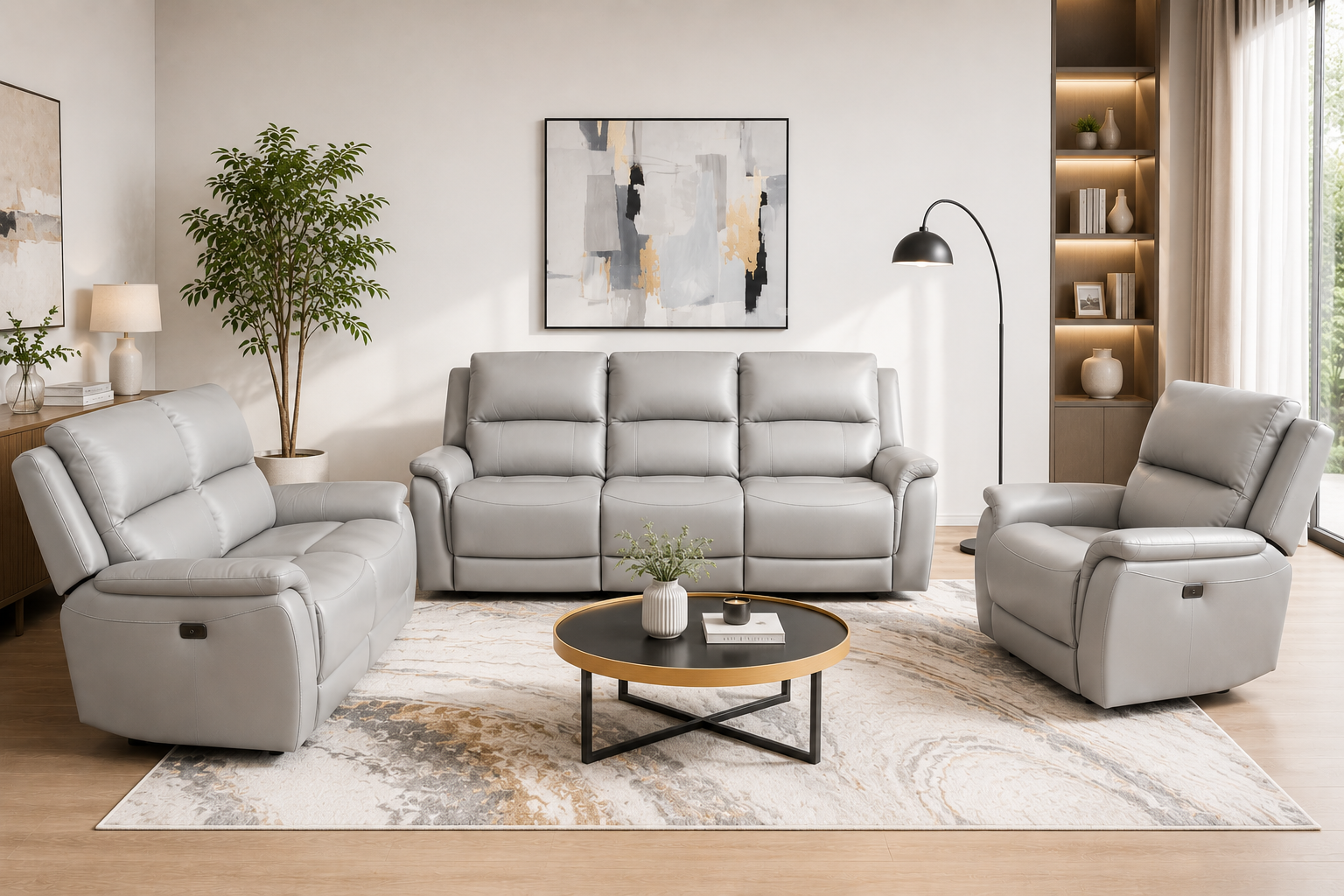 Madison 3 Seater Leather Electric Recliner Sofa