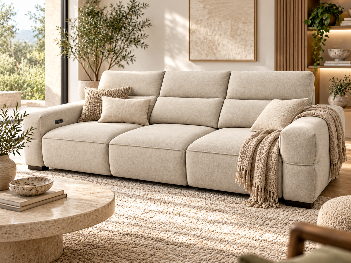 OSLO 3 Seater Fabric Electric Sliding Sofa