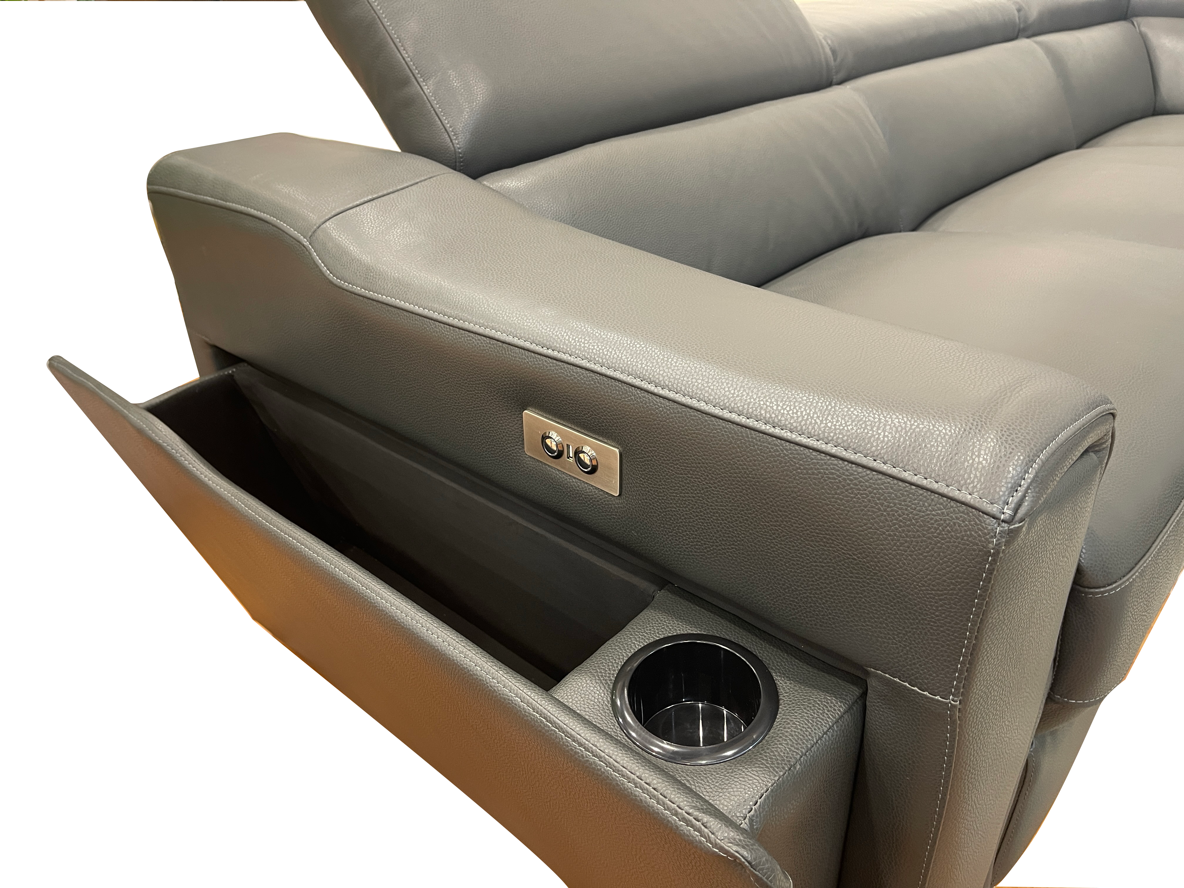 Portland Leather Corner Lounge with Electric Recliner