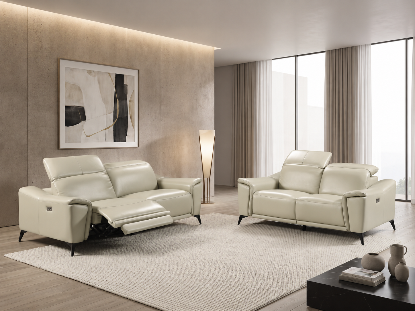 Stanley 2.5 Seater & 2 Seater Leather Sofa Suite with Electric Recliner