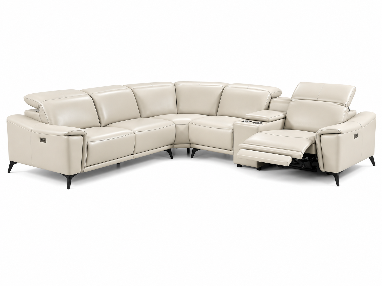 Stanley Leather Corner Lounge with Electric Recliner