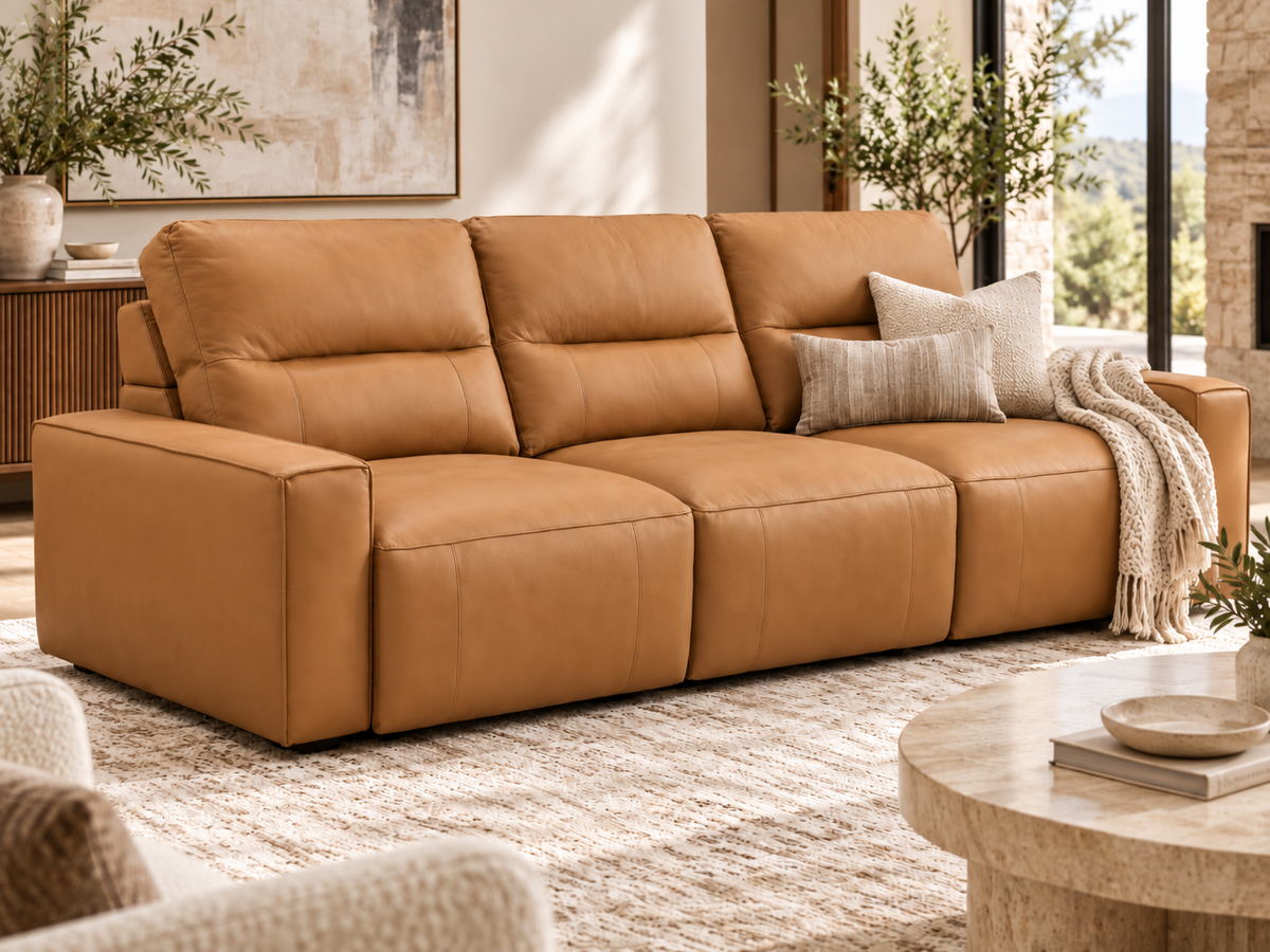 VERONA 3 Seater Leather Electric Sliding Sofa