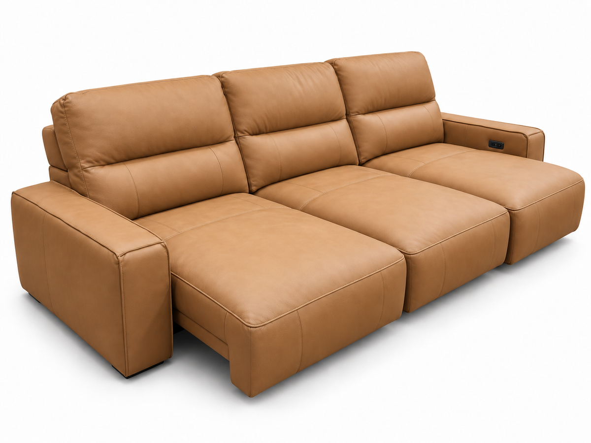 VERONA 3 Seater Leather Electric Sliding Sofa