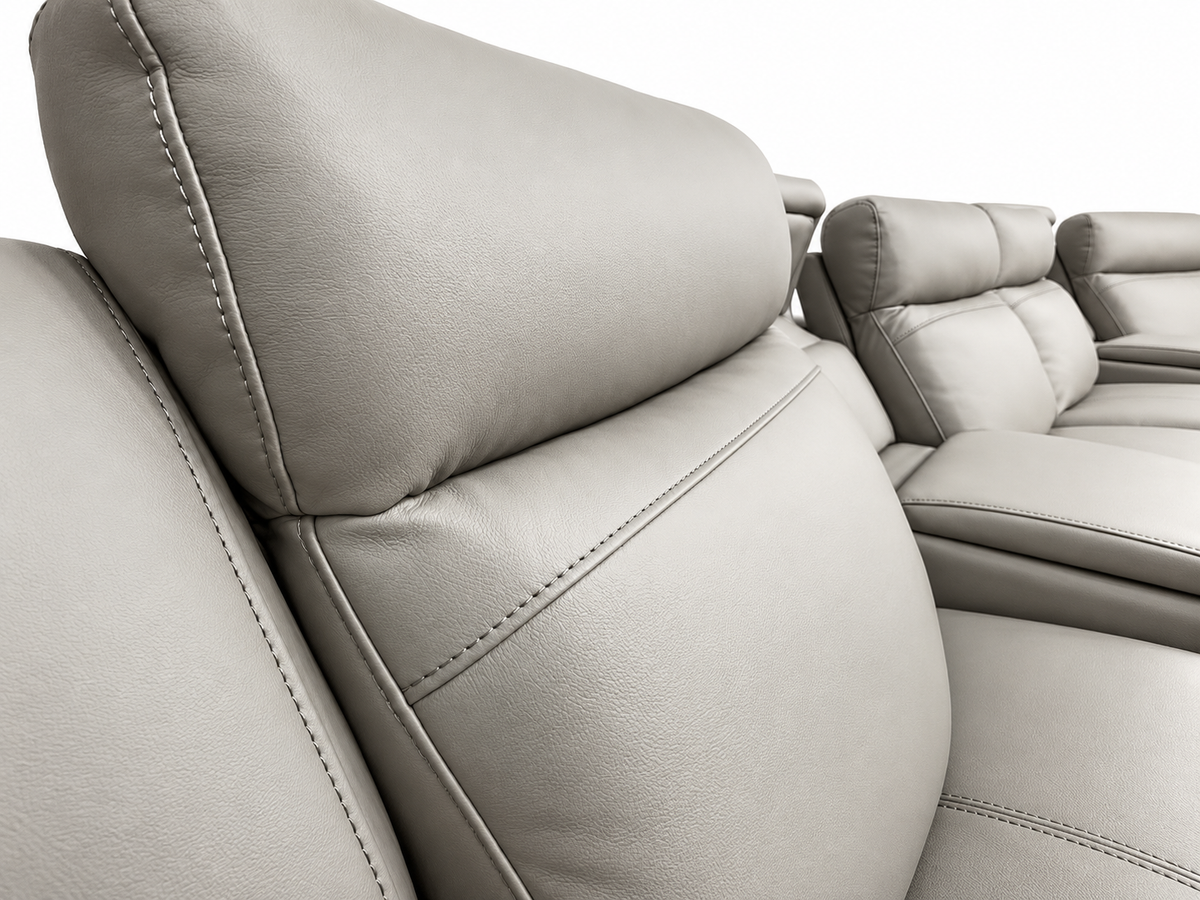 WELLINGTON 4-Seater Leather Dual Electric Home Theatre Lounge
