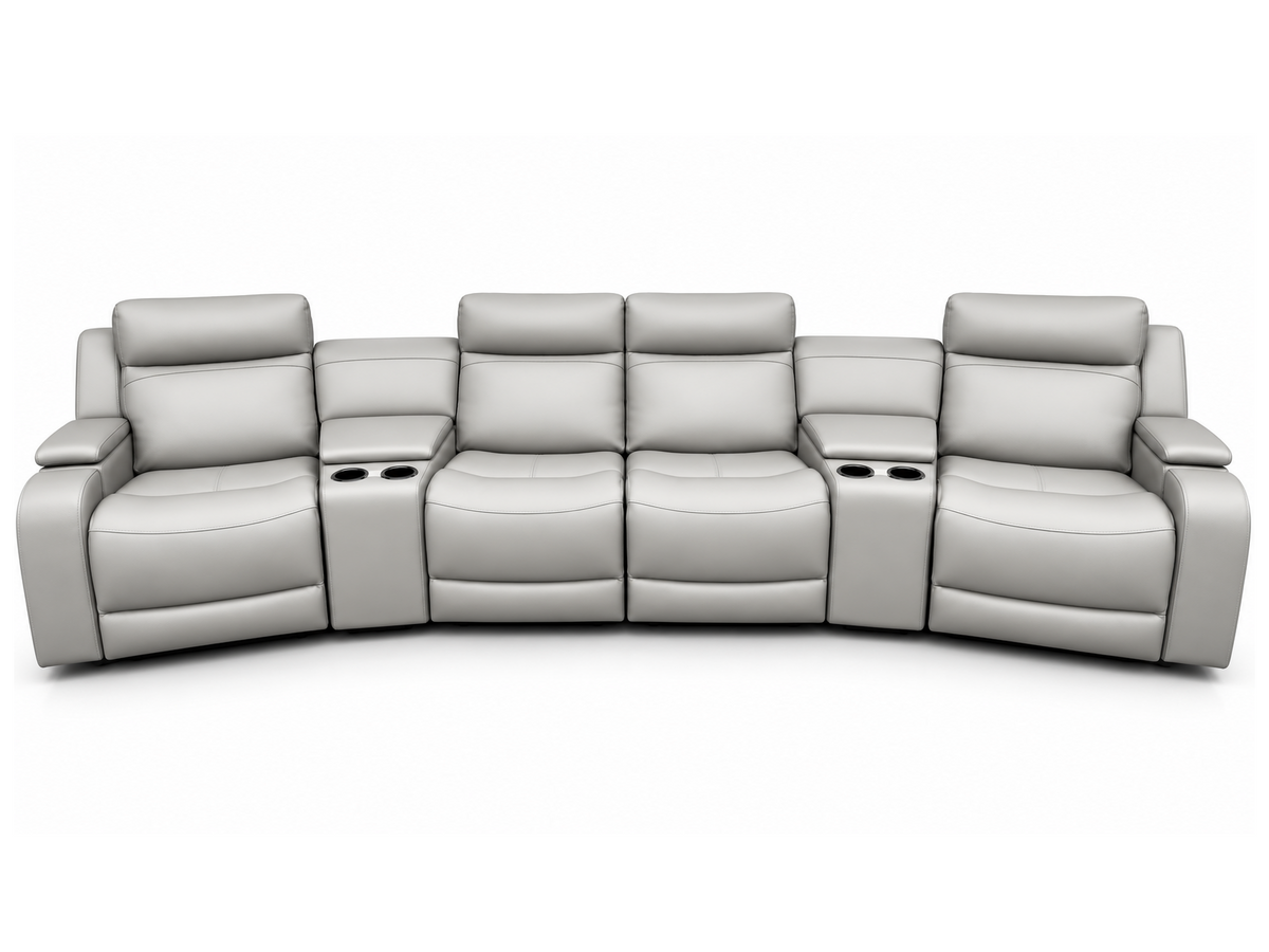WELLINGTON 4-Seater Leather Dual Electric Home Theatre Lounge