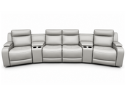 WELLINGTON 4-Seater Leather Dual Electric Home Theatre Lounge