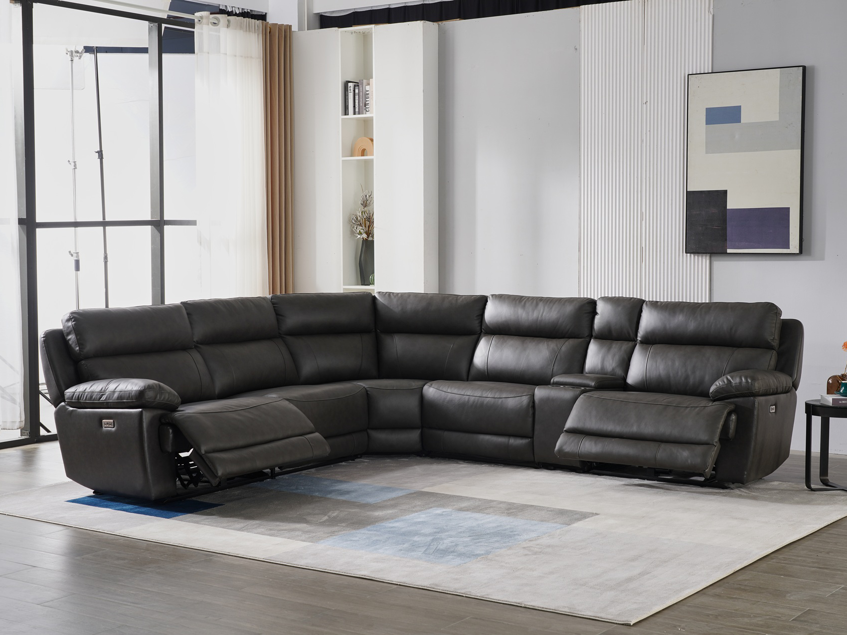 Woolwich Leather Corner Lounge with Electric Recliner